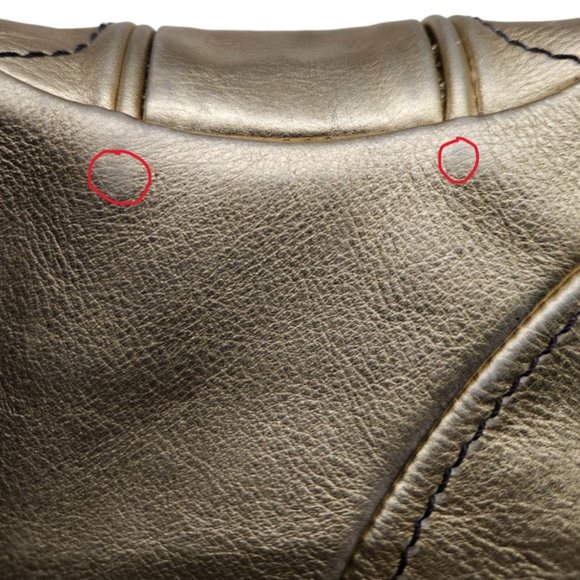 JUICY COUTURE Vintage Y2K Leather Wristlet Clutch  – Gold Metallic (EUC) - Picture 10 of 12